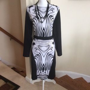New Ashley Stewart Black w/White &  Gray Dress
